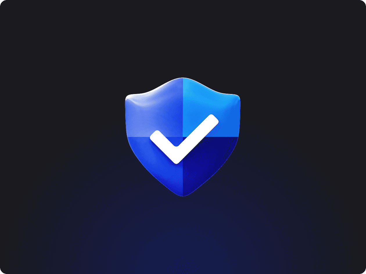 Blue shield with white checkmark